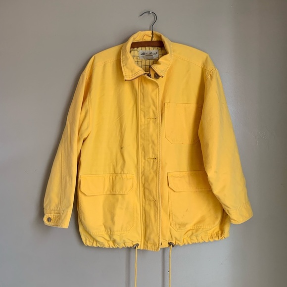 Eddie Bauer Jackets & Blazers - Eddie Bauer Yellow Utility Jacket size small distressed “read” barn chore spring